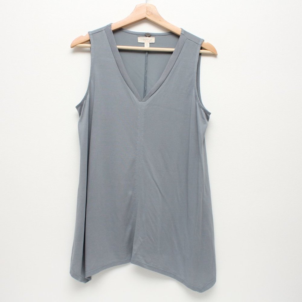 Cupio Women's Sleeveless V Neck Blouse Medium Bluish Gray Modal Polyester Blend